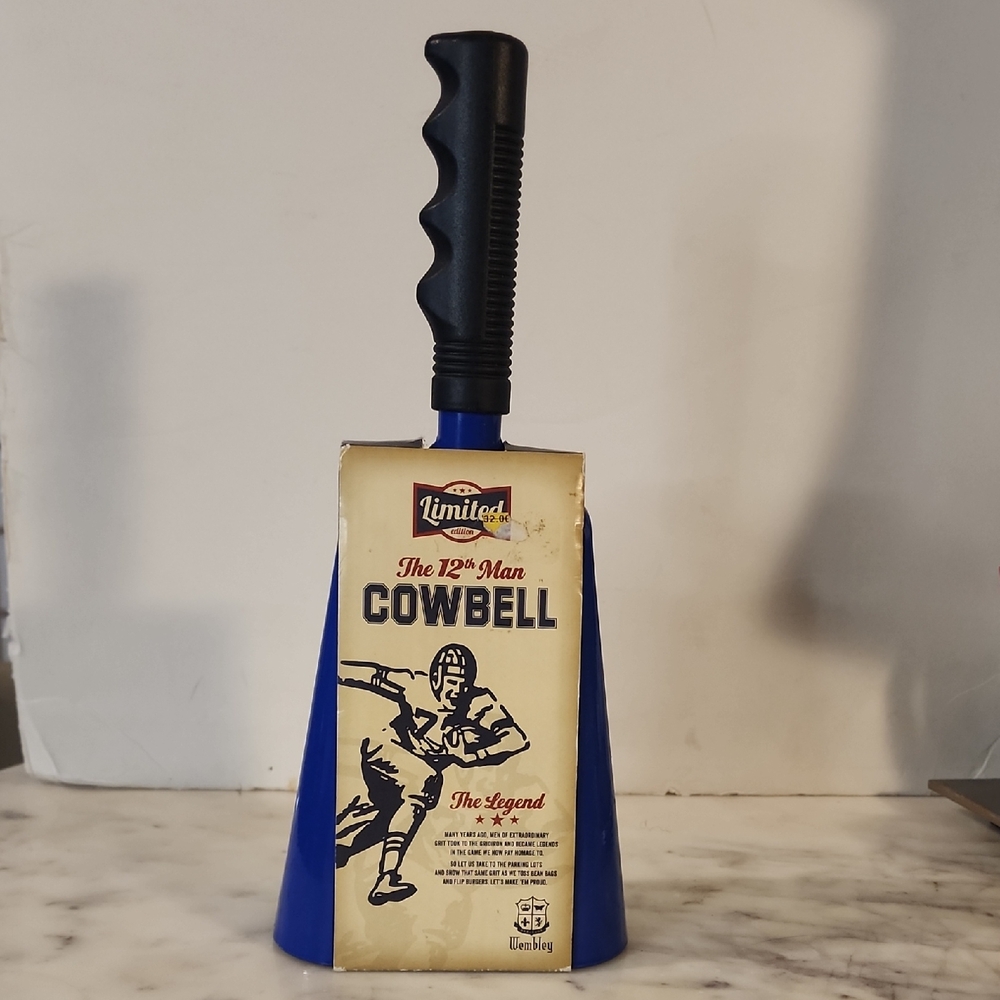 Wembley Blue Cowbell with Black Handle